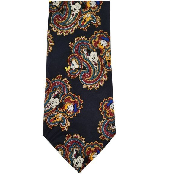 Disney Vintage Mickey Mouse, Donald Duck, Goofy, and Pluto Men's Paisley Tie - Picture 2 of 6